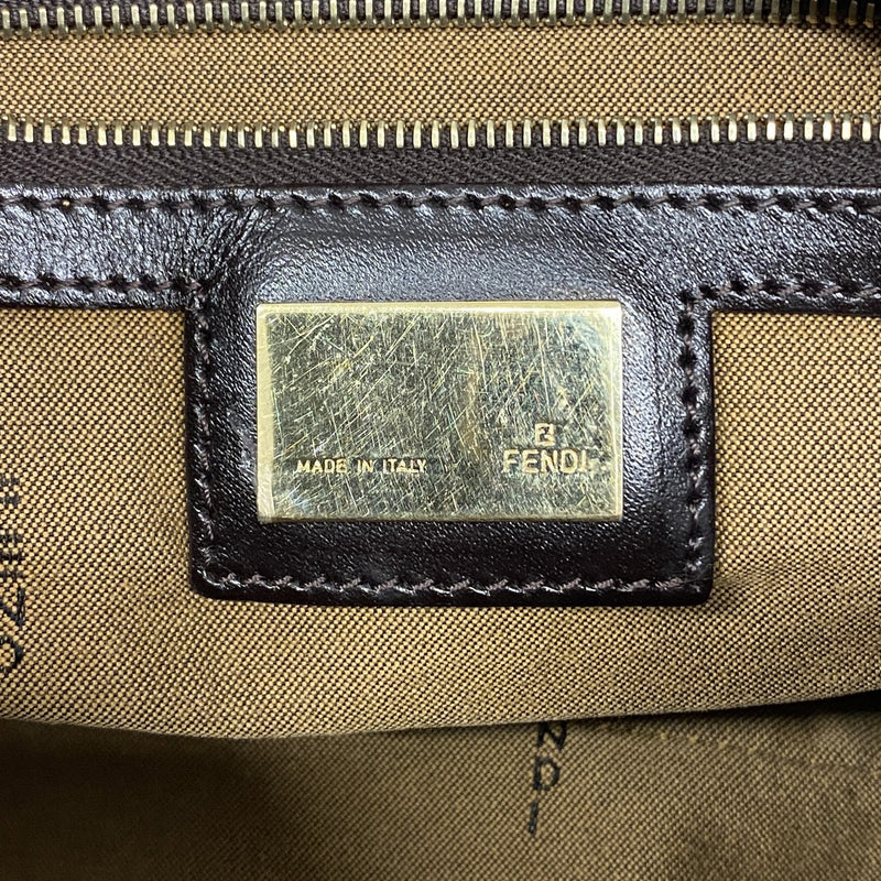 【6ia0362】フェンディ ショルダーバッグ ズッカ ナイロンキャンバス ブラウン シャンパンゴールド金具【中古】レディース