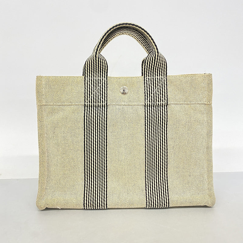 【6ia0373】エルメス トートバッグ ニューフールトゥPM トワルアッシュ ブラック シルバー金具【中古】レディース