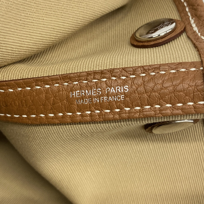 【6ia0385】エルメス トートバッグ ガーデンパーティTPM トワルオフィシエ ゴールド トレンチ シルバー金具 B刻印【中古】レディース
