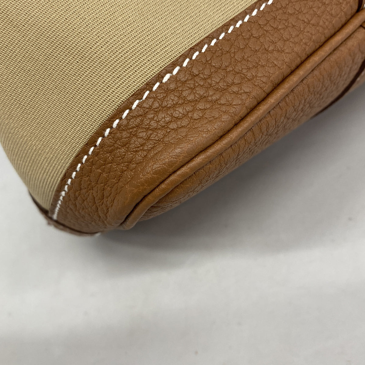 【6ia0385】エルメス トートバッグ ガーデンパーティTPM トワルオフィシエ ゴールド トレンチ シルバー金具 B刻印【中古】レディース