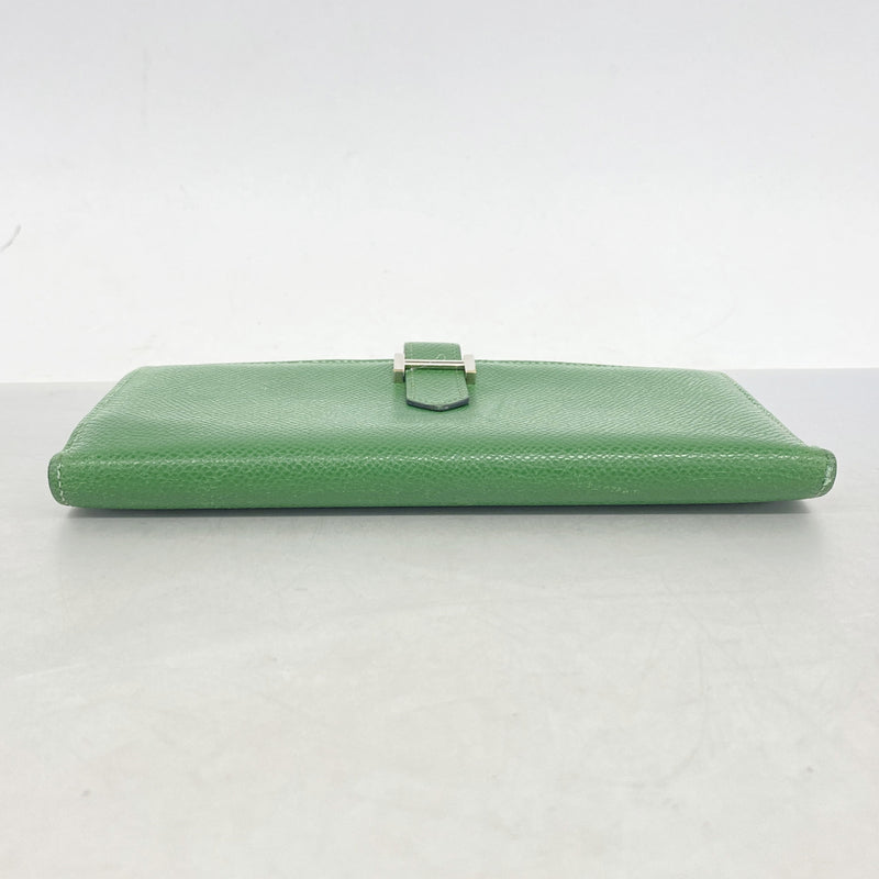 【6ia0386】エルメス 長財布 ベアンスフレ ヴォーエプソン バンブー シルバー金具 □N刻印【中古】メンズ レディース ユニセックス