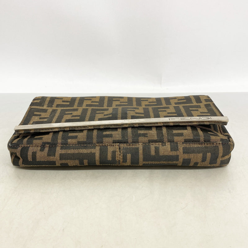 【6ia0395】フェンディ ハンドバッグ ズッカ ナイロンキャンバス ブラウン シルバー金具【中古】レディース