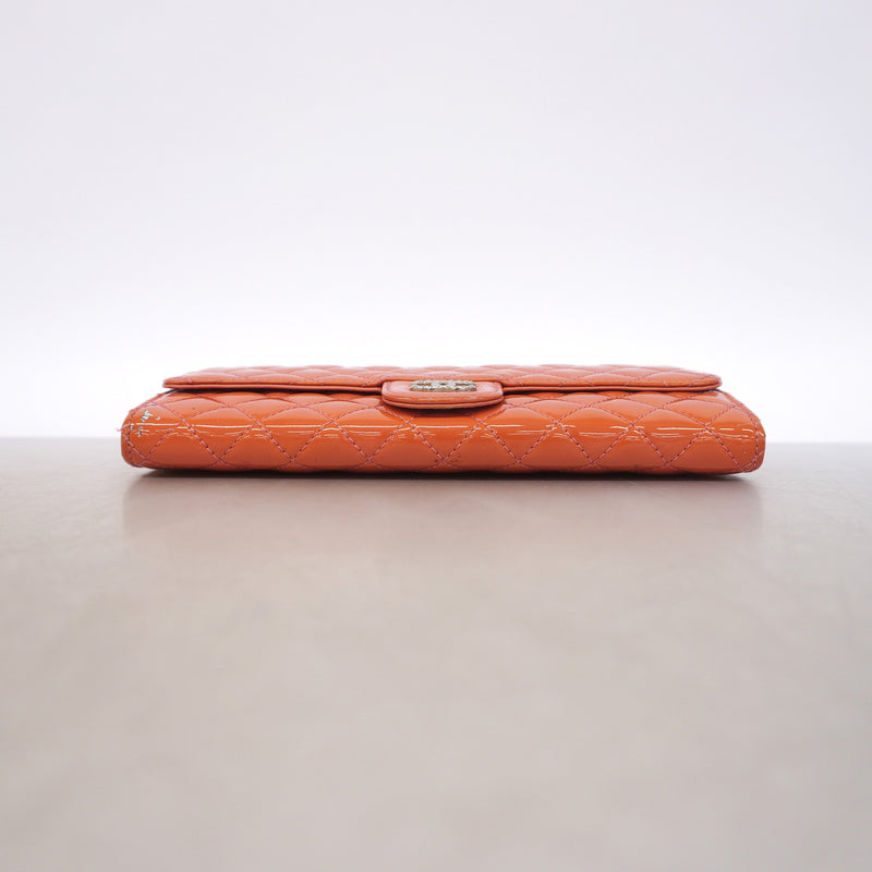 【6ia0422】シャネル ショルダーバッグ ブリリアント チェーンショルダー パテントレザー ピンク シルバー金具【中古】レディース