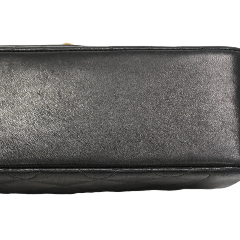 【6ia0426】シャネル ショルダーバッグ ダイアナ チェーンショルダー ラムスキン ブラック ゴールド金具【中古】レディース