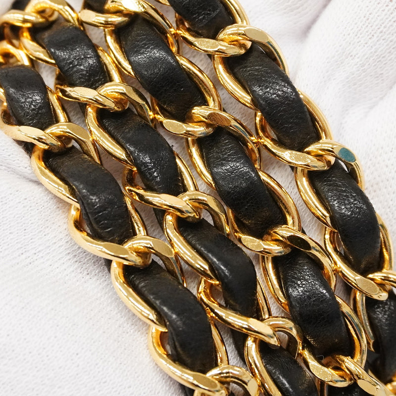 【6ia0426】シャネル ショルダーバッグ ダイアナ チェーンショルダー ラムスキン ブラック ゴールド金具【中古】レディース