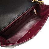 【6ia0426】シャネル ショルダーバッグ ダイアナ チェーンショルダー ラムスキン ブラック ゴールド金具【中古】レディース