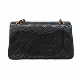【6ia0427】シャネル ショルダーバッグ マトラッセ Wフラップ Wチェーン ラムスキン ブラック ゴールド金具【中古】レディース