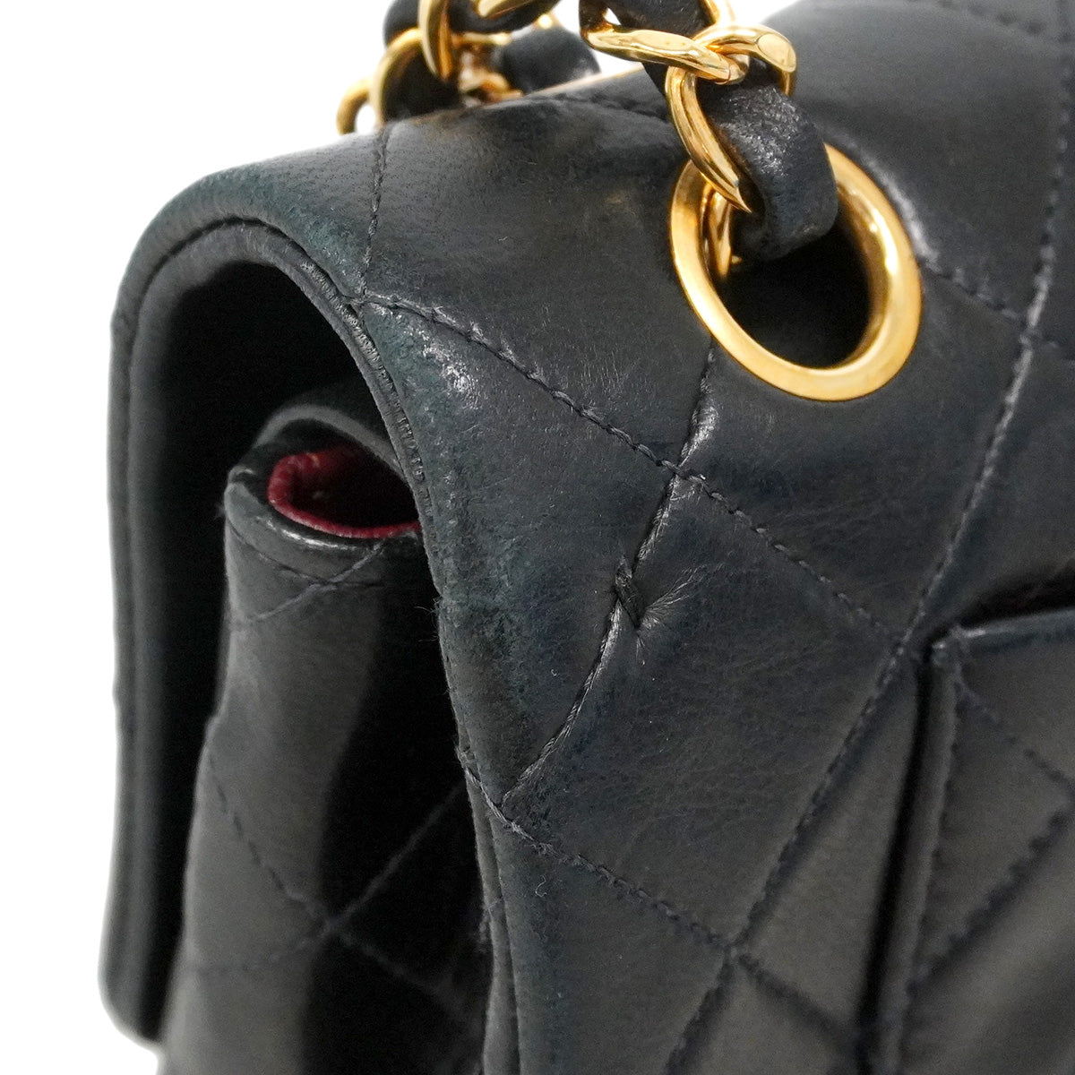 【6ia0427】シャネル ショルダーバッグ マトラッセ Wフラップ Wチェーン ラムスキン ブラック ゴールド金具【中古】レディース