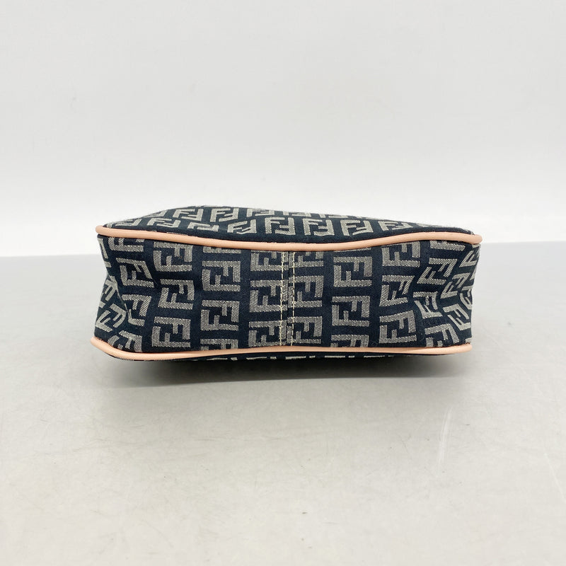 【6ia0428】フェンディ ハンドバッグ ズッキーノ ナイロンキャンバス ブラック ゴールド金具【中古】レディース