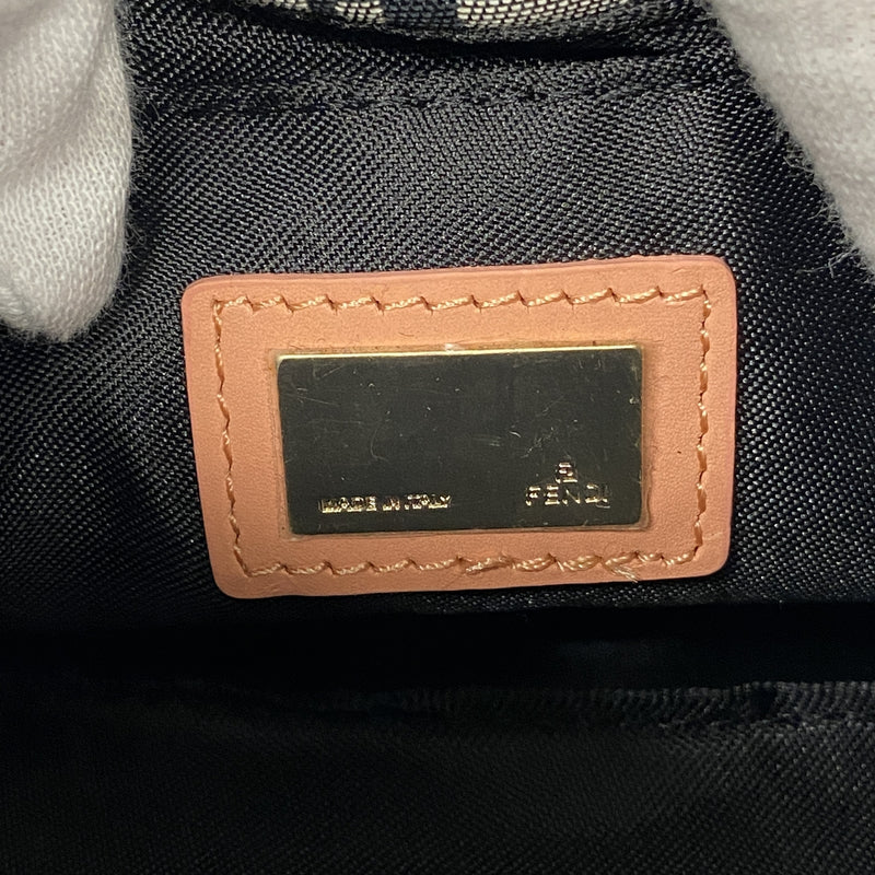 【6ia0428】フェンディ ハンドバッグ ズッキーノ ナイロンキャンバス ブラック ゴールド金具【中古】レディース