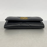 【6ia0448】シャネル 財布 シャネル19 ラムスキン ブラック ゴールド金具【中古】レディース