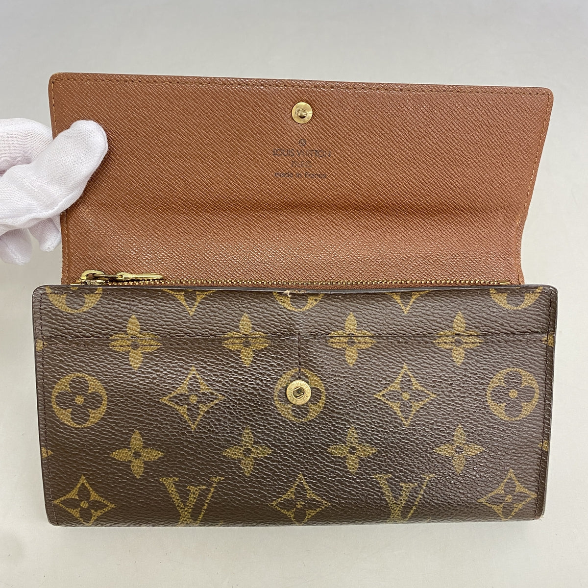 【6ia0455】ルイヴィトン 長財布 モノグラム ポシェットポルトモネクレディ M61726 ブラウン【中古】レディース