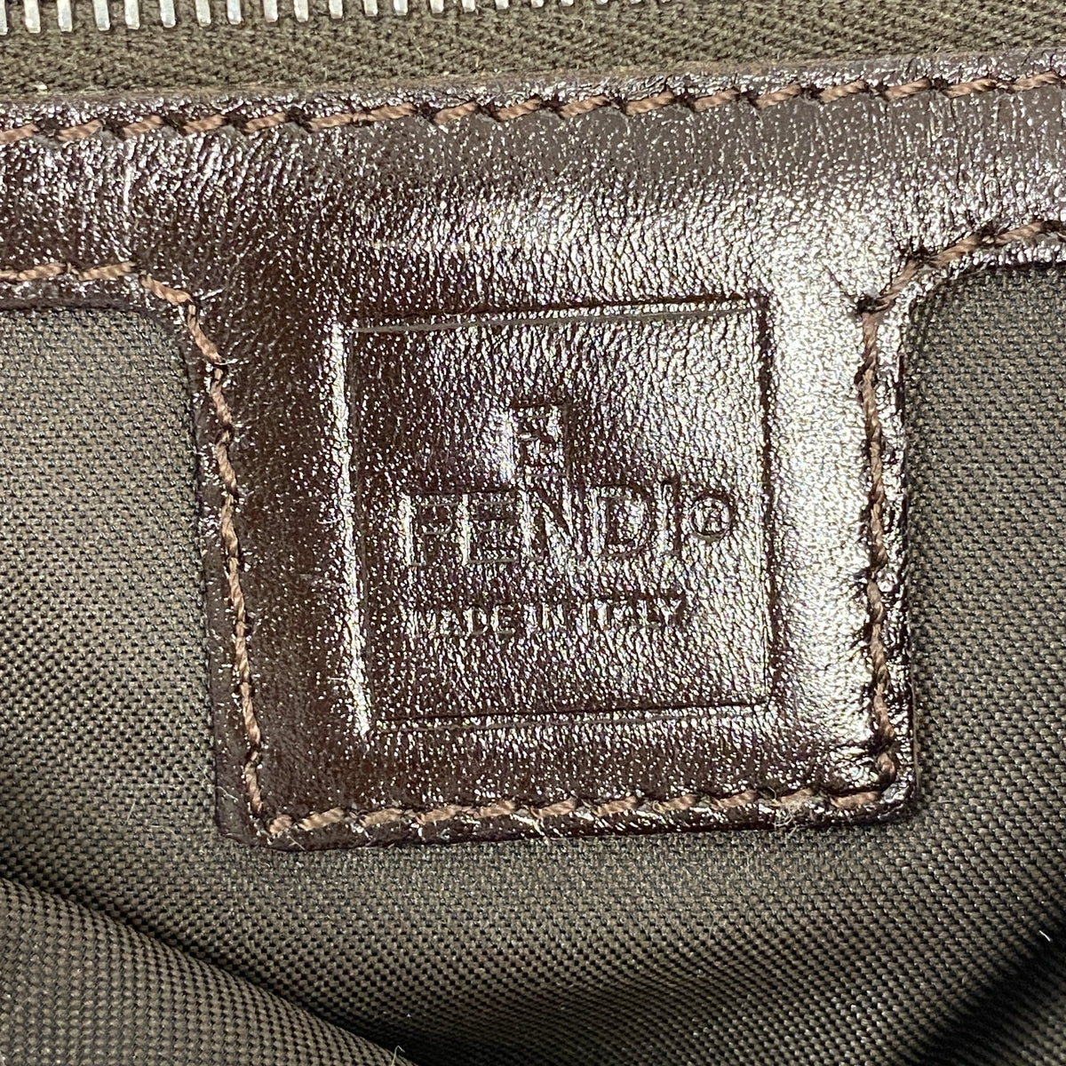 【6ia0459】フェンディ ハンドバッグ ズッカ マンマバケット ナイロンキャンバス ブラウン シルバー金具【中古】レディース