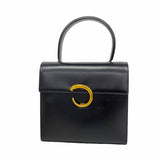 【6ia0460】カルティエ ハンドバッグ パンテール レザー ブラック ゴールド金具【中古】レディース