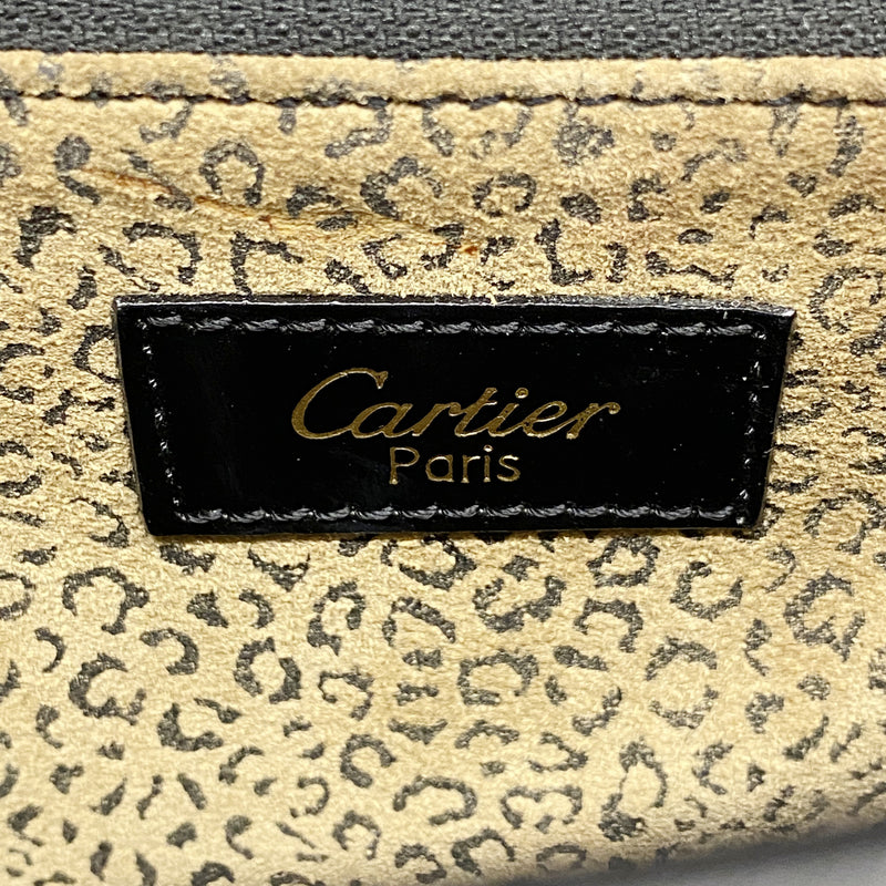 【6ia0460】カルティエ ハンドバッグ パンテール レザー ブラック ゴールド金具【中古】レディース