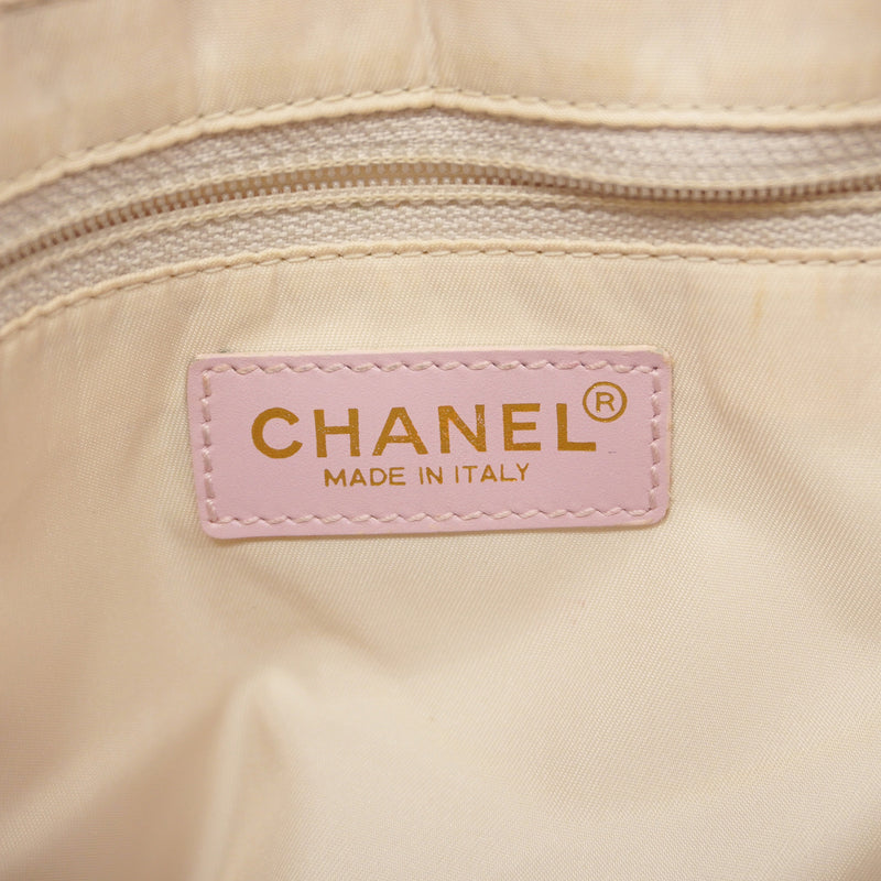 【6ia0498】シャネル トートバッグ ニュートラベル ナイロン ピンク シャンパンゴールド金具【中古】レディース