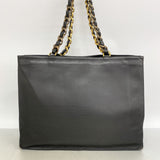 【6ia0499】シャネル チェーントート ラムスキン ブラック ゴールド金具【中古】レディース