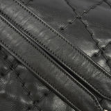 【6ia0544】シャネル ショルダーバッグ ワイルドステッチ Wチェーン レザー ブラック シルバー金具【中古】レディース