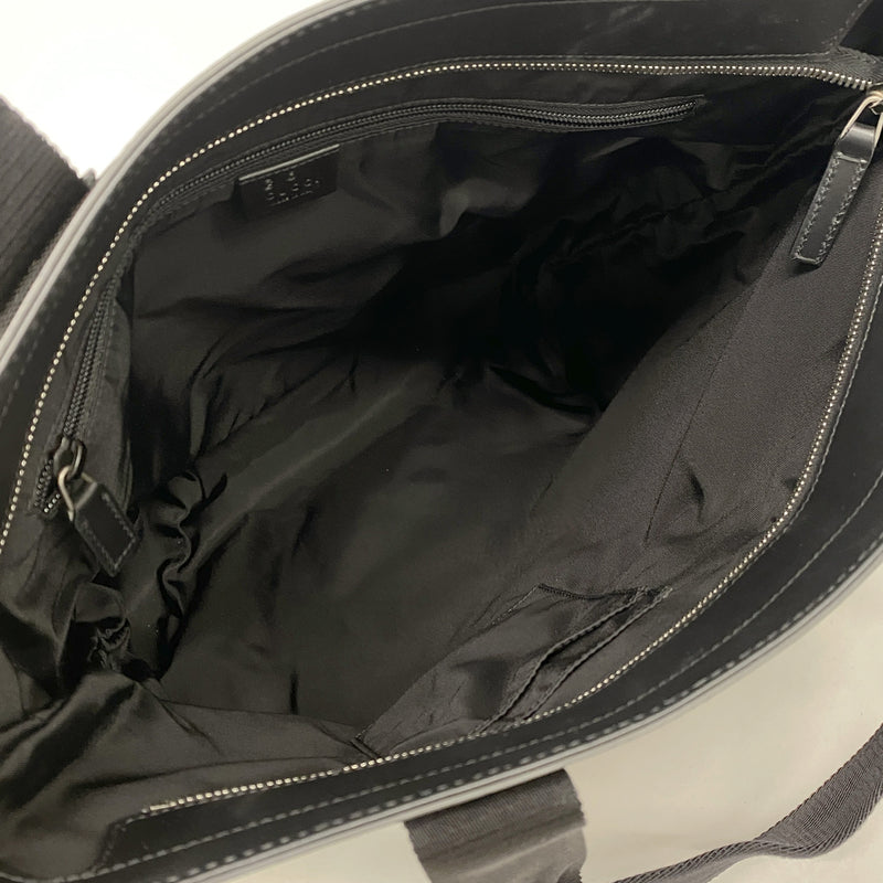 【6ia0547】グッチ トートバッグ シェリーライン 631245 ナイロン ブラック シルバー金具【中古】メンズ レディース ユニセックス