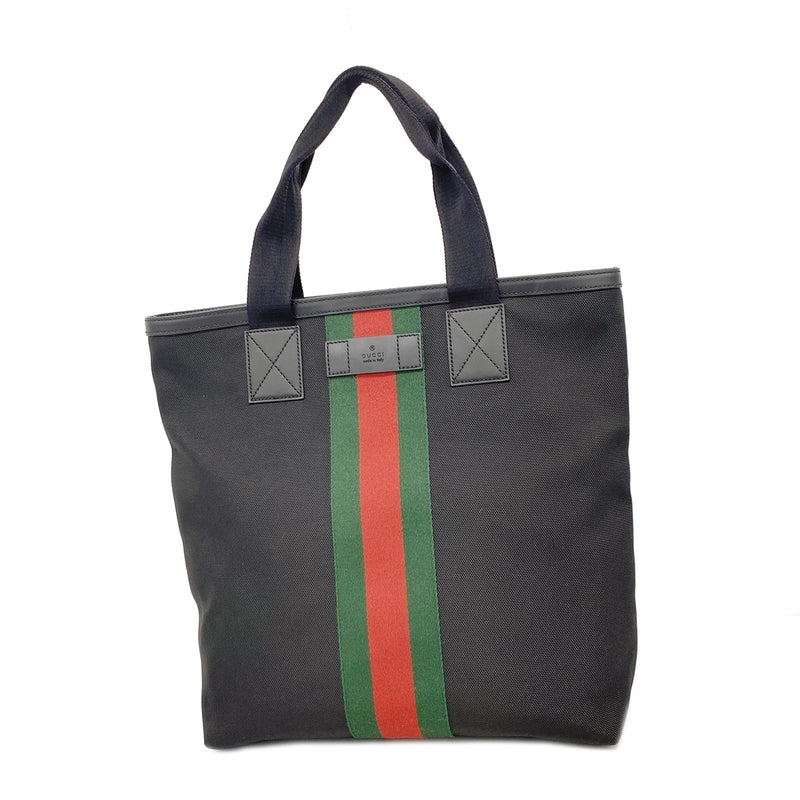 【6ia0547】グッチ トートバッグ シェリーライン 631245 ナイロン ブラック シルバー金具【中古】メンズ レディース ユニセックス