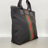 【6ia0547】グッチ トートバッグ シェリーライン 631245 ナイロン ブラック シルバー金具【中古】メンズ レディース ユニセックス