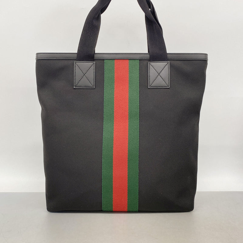 【6ia0547】グッチ トートバッグ シェリーライン 631245 ナイロン ブラック シルバー金具【中古】メンズ レディース ユニセックス