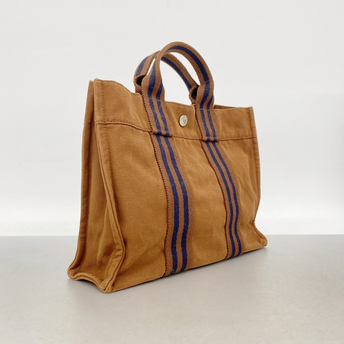 【6ia0548】エルメス トートバッグ フールトゥPM キャンバス ブラウン シルバー金具【中古】レディース
