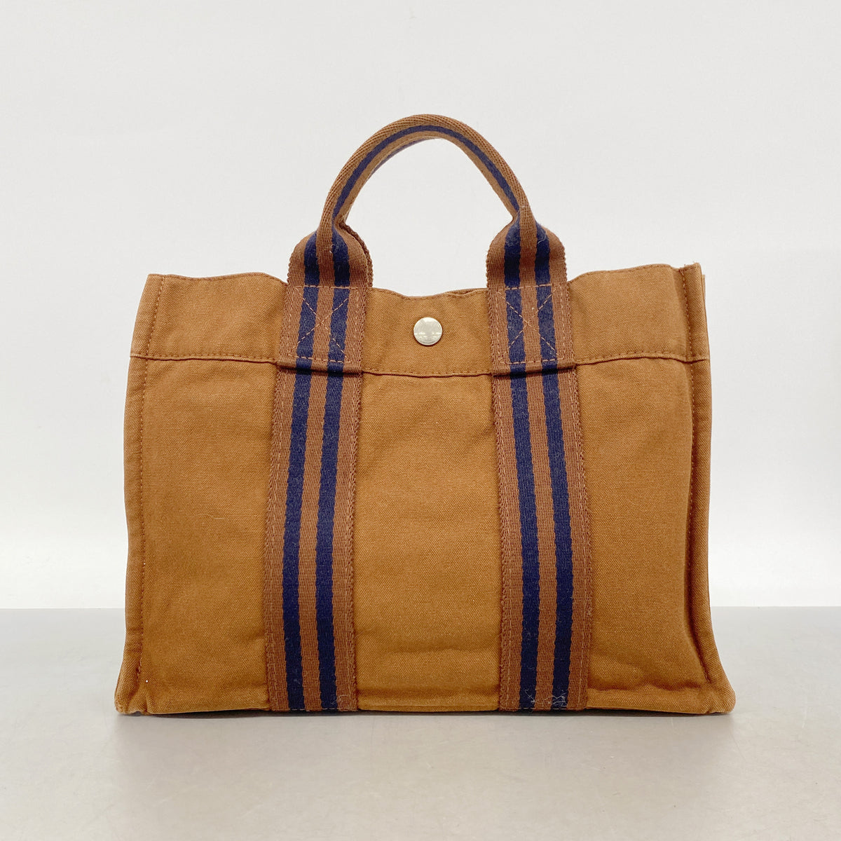 【6ia0548】エルメス トートバッグ フールトゥPM キャンバス ブラウン シルバー金具【中古】レディース