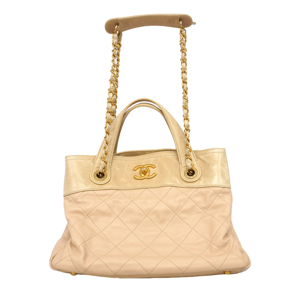 【6ia0557】シャネル ハンドバッグ チェーンショルダー インザミックス レザー ベージュ ゴールド金具 2wayバッグ【中古】レディース