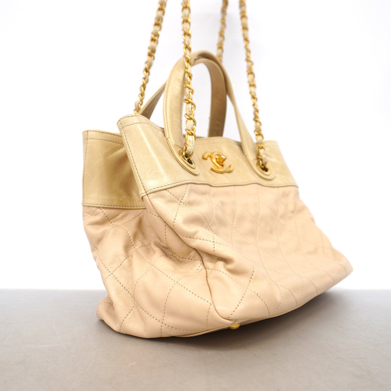 【6ia0557】シャネル ハンドバッグ チェーンショルダー インザミックス レザー ベージュ ゴールド金具 2wayバッグ【中古】レディース