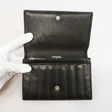 【6ia0558】シャネル 財布 マドモアゼル ラムスキン ブラック シルバー金具【中古】レディース