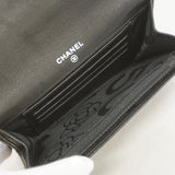【6ia0558】シャネル 財布 マドモアゼル ラムスキン ブラック シルバー金具【中古】レディース