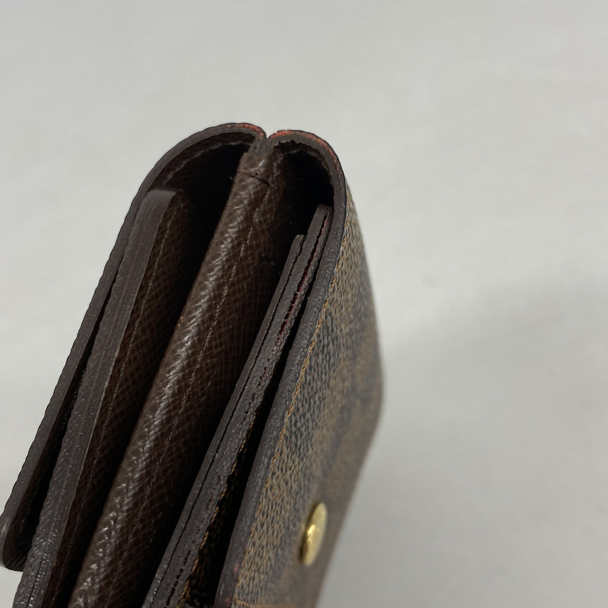 【6ia0572】ルイヴィトン 三つ折り財布 ダミエ ポルトフォイユエリーズ N61654 エベヌ【中古】レディース