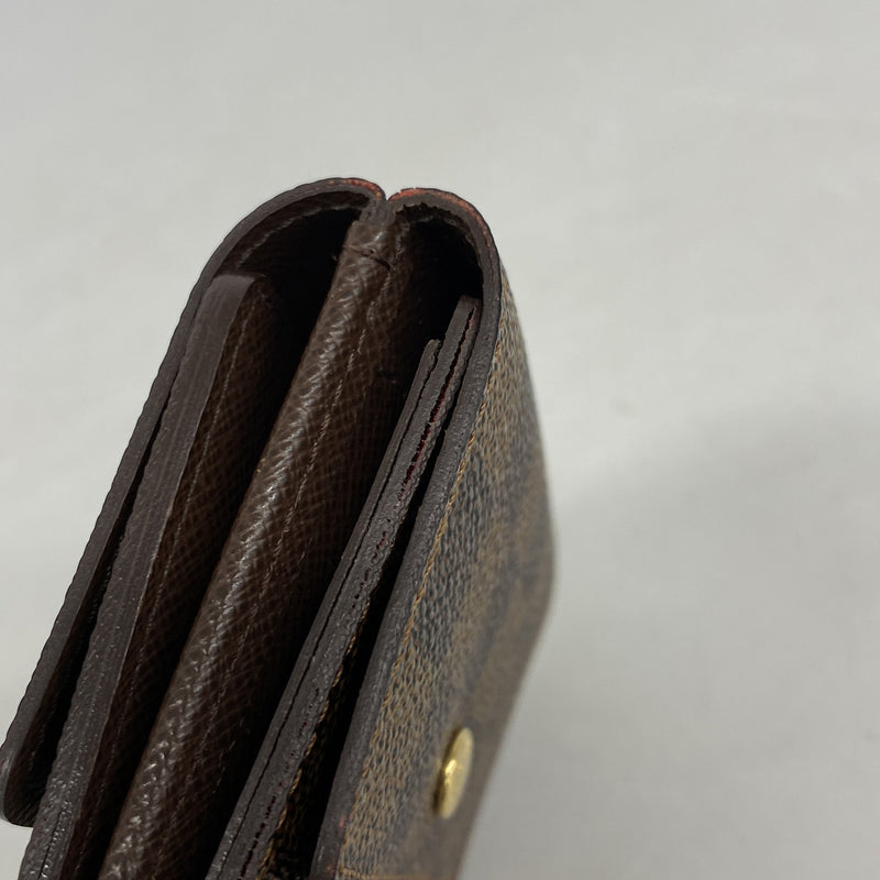 【6ia0572】ルイヴィトン 三つ折り財布 ダミエ ポルトフォイユエリーズ N61654 エベヌ【中古】レディース
