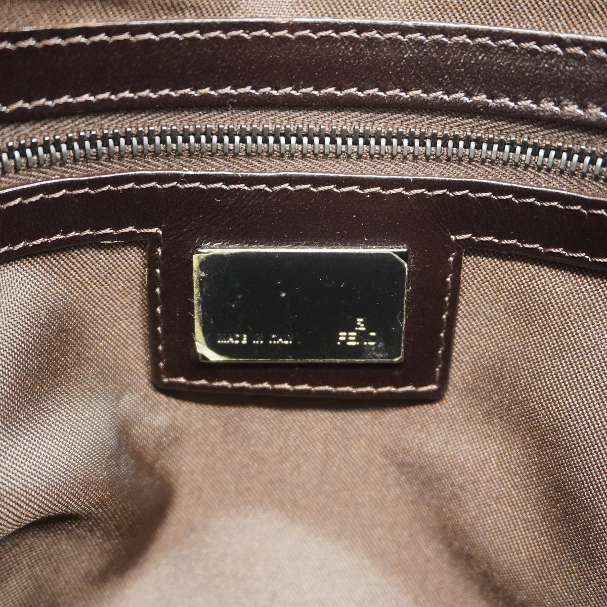 【6ia0573】フェンディ ハンドバッグ ズッキーノ ナイロンキャンバス ブラウン シルバー金具【中古】レディース