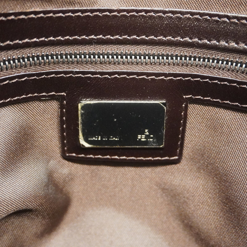【6ia0573】フェンディ ハンドバッグ ズッキーノ ナイロンキャンバス ブラウン シルバー金具【中古】レディース