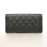 【6ia0574】シャネル 長財布 ボーイシャネル キャビアスキン ブラック ゴールド金具【中古】レディース