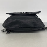 【6ia0587】シャネル ショルダーバッグ Wチェーン レザー ブラック シルバー金具【中古】レディース