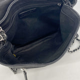 【6ia0587】シャネル ショルダーバッグ Wチェーン レザー ブラック シルバー金具【中古】レディース