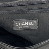 【6ia0587】シャネル ショルダーバッグ Wチェーン レザー ブラック シルバー金具【中古】レディース