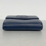 【6ia0588】シャネル 財布 キャビアスキン ネイビー シルバー金具【中古】レディース