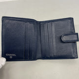 【6ia0588】シャネル 財布 キャビアスキン ネイビー シルバー金具【中古】レディース