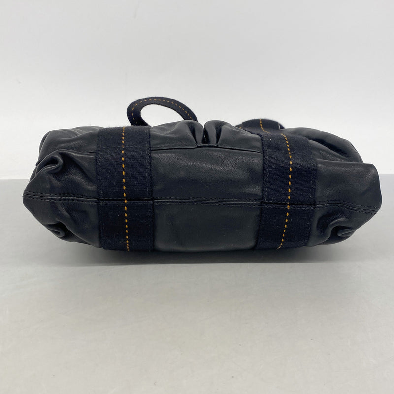 【6ia0589】エルメス ハンドバッグ キャラバンホリゾンタル レザー ブラック シルバー金具 2wayバッグ【中古】レディース