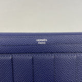 【6ia0590】エルメス 長財布 ベアンスフレ ヴォーエプソン ブルーサフィール シルバー金具 X刻印【中古】メンズ レディース ユニセックス