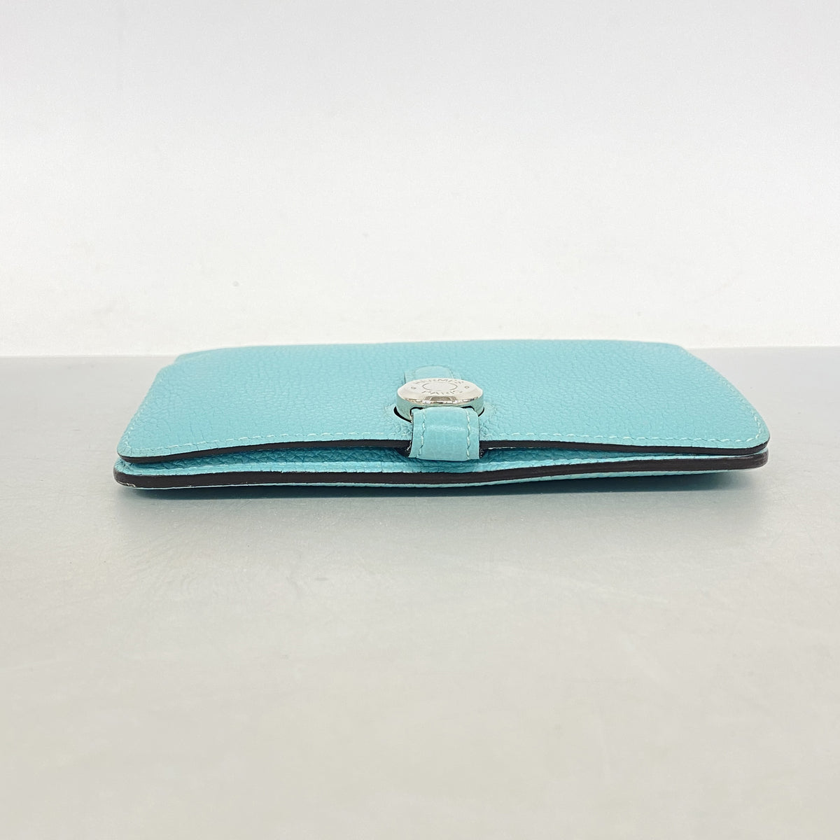 【6ia0591】エルメス コインケース ドゴンコンパクト トゴ ブルーサンシール シルバー金具 X刻印【中古】レディース