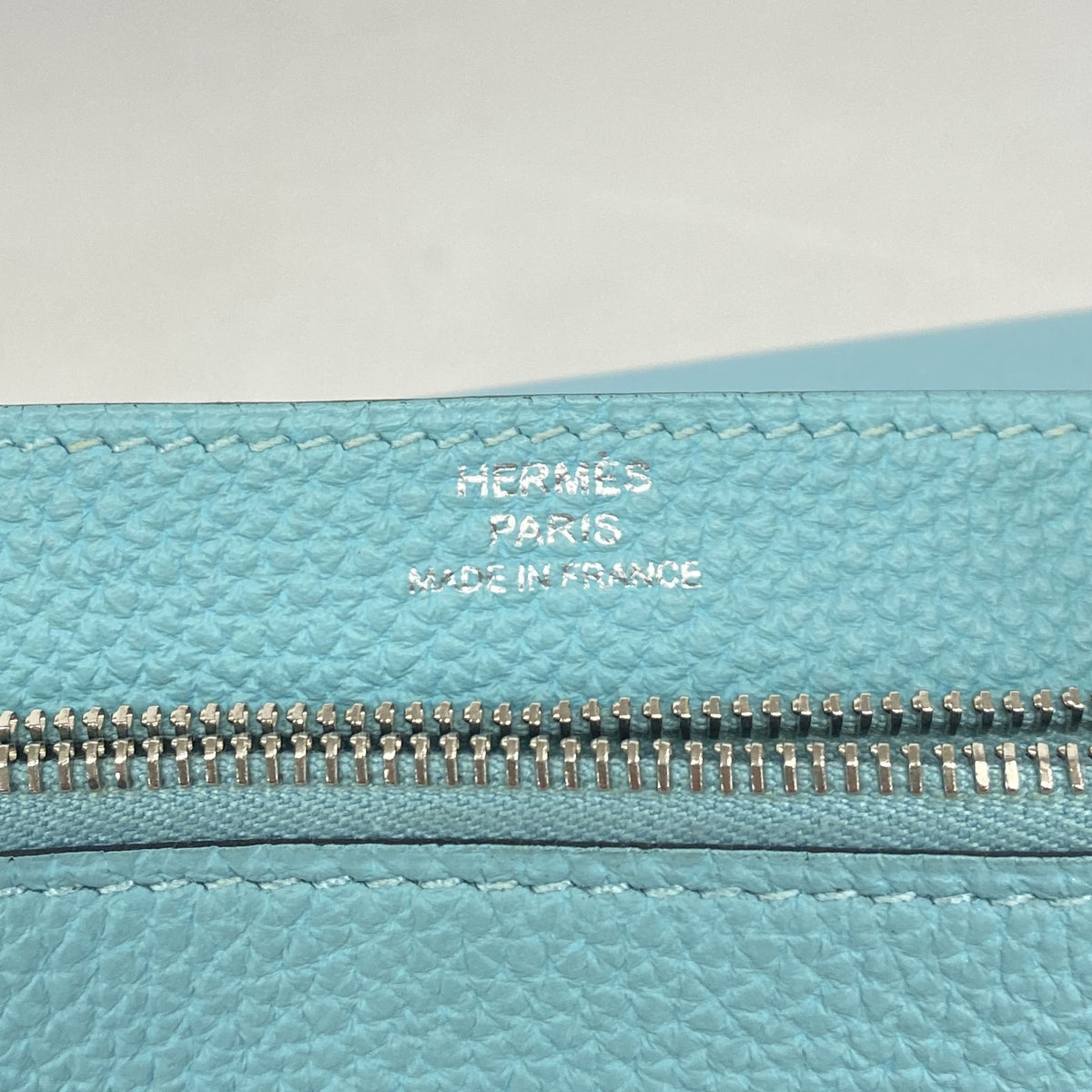 【6ia0591】エルメス コインケース ドゴンコンパクト トゴ ブルーサンシール シルバー金具 X刻印【中古】レディース