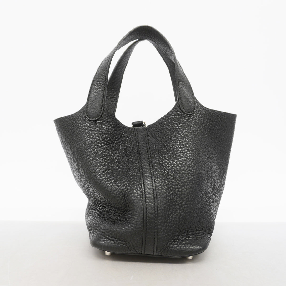 【6ia0594】エルメス ハンドバッグ ピコタンロックMM トリヨンクレマンス ブラック シルバー金具 □Q刻印【中古】レディース