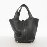 【6ia0594】エルメス ハンドバッグ ピコタンロックMM トリヨンクレマンス ブラック シルバー金具 □Q刻印【中古】レディース
