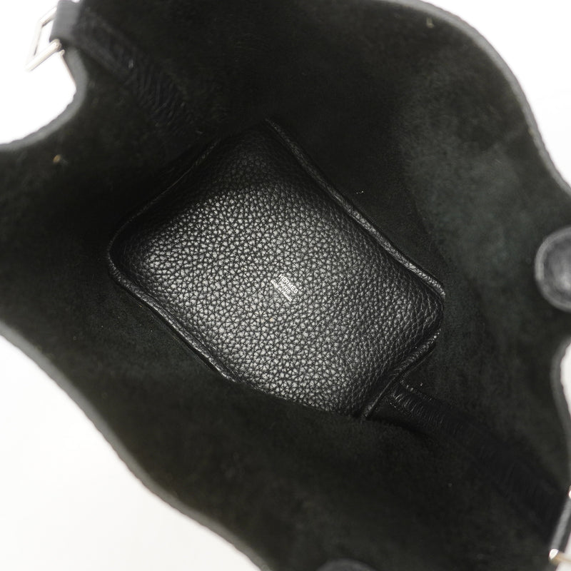 【6ia0594】エルメス ハンドバッグ ピコタンロックMM トリヨンクレマンス ブラック シルバー金具 □Q刻印【中古】レディース