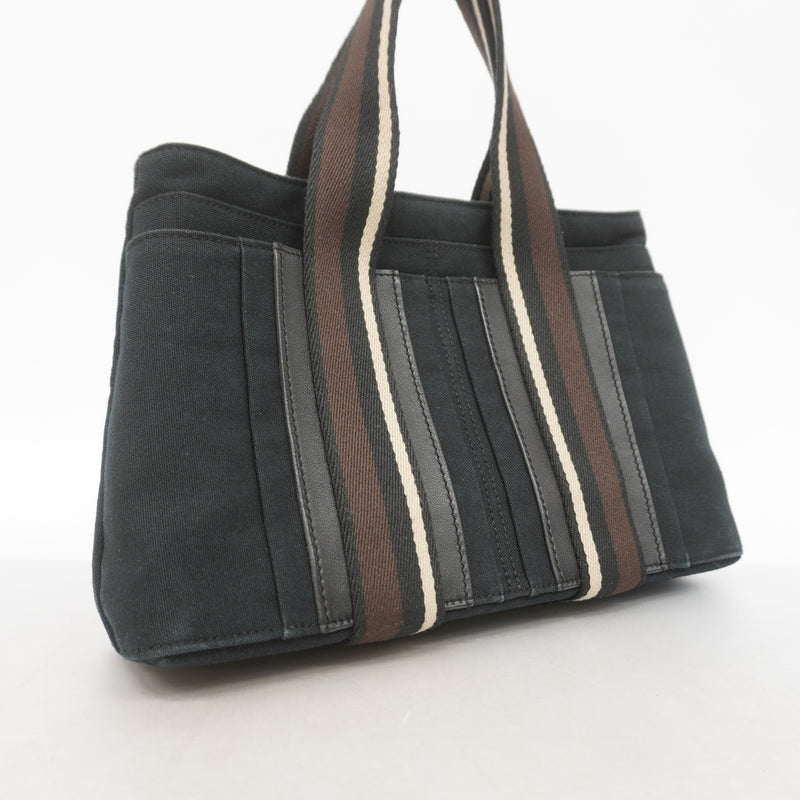【6ia0595】エルメス ハンドバッグ トロカホリゾンタルPM キャンバス ブラック シルバー金具【中古】レディース